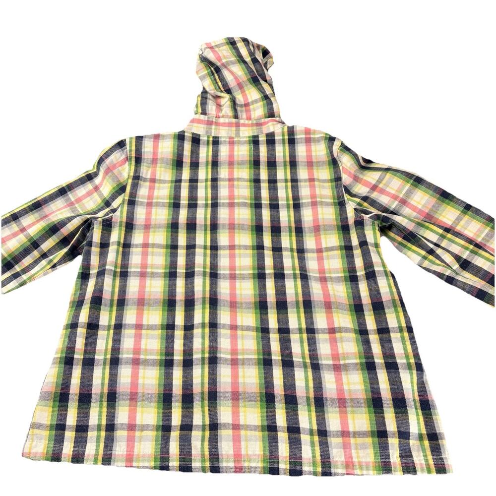 Merona Women’s Plaid Drawstring 4 Button Pullover Hoodie Jacket Size Large - Picture 5 of 15